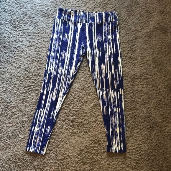 Lularoe tall and curvy blue and white yoga pants one size - Picture 1 of 4